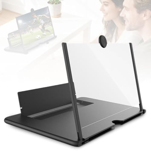 Handy Bildschirmlupe, 2026 Upgrade HD Handy Lupe, 3D Bildschirm für Handy für Smartphones, Faltbarer Handy Lupe für Filmen und Video (Schwarz, 12in)