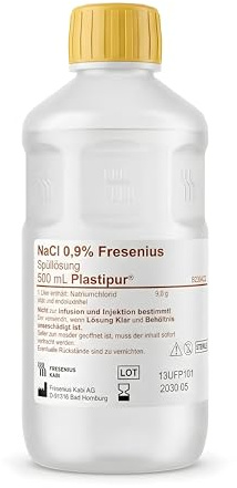 PLASTIPUR -1 Stück - 500 ml - NaCl 0.9% - Steril Isotonische Kochsalzlösung - kochsalzlösung baby - Kochsalzlösung Wundreinigung - Saline Solution Lösung