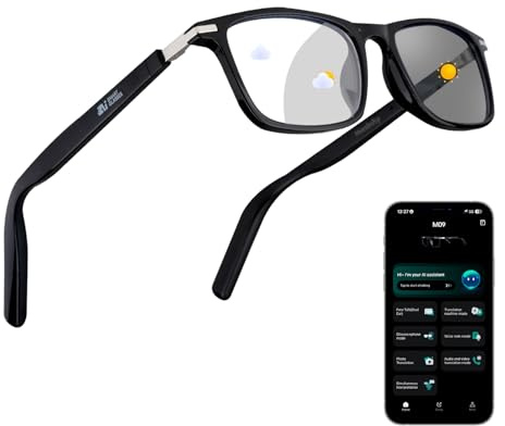 Tulbeys AI Translation Smart Glasses with Bluetooth, 160+ Languages, Color-Changing Lenses, Built-in Speaker & Clear Audio, Real-Time Voice Translator Smart Sunglasses for Travel, Meetings Use