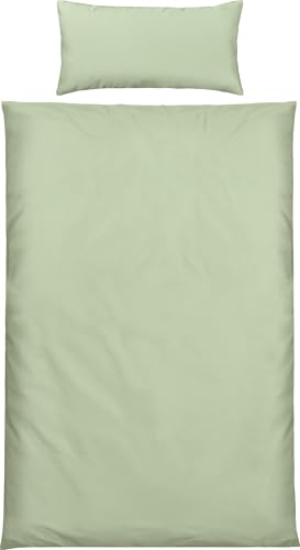 Erwin Müller Bettwäsche, Bettgarnitur Mako-Satin Landshut, 100% Baumwolle - seidiger Glanz, mit praktischem Reißverschluss - Jade Größe 40x80 cm / 155x220 cm