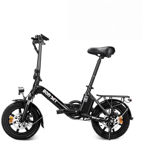 EON SKY E14 Folding Electric Bike, 250W UK Legal Motor, 36V 10.4AH Battery 35KM Range, 14 Lightweight Aluminium Alloy E‑Bike, Dual Disc Brakes, Foldable Handlebar