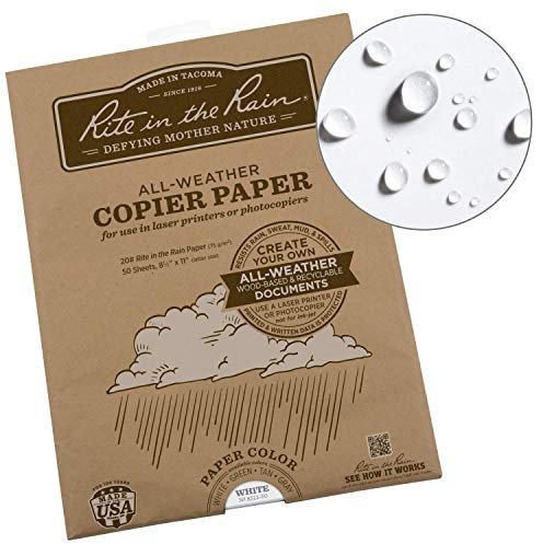 Rite in the Rain Lot de 50 feuilles de papier pour imprimante laser 21,6 x 27,9 cm Blanc 20#