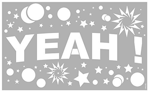 Marabu 0278000000046 - Schablone, lasergeschnittene, strapazierfähige Schablone, PVC frei, zur Anwendung auf Wänden, Möbeln und Textilien, wieder verwendbar, ca. 40 x 66 cm, Yeah