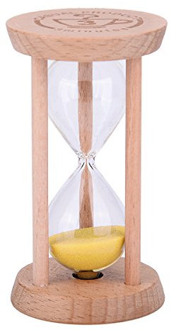 Weiye Mini Sablier en bois - Pour la maison, le restaurant - 1 minute/3 minutes - Couleur bois, Wood + Yellow, 3min