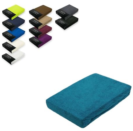 EXKLUSIV HEIMTEXTIL Sábana bajera ajustable de rizo, 60-70 x 140 cm, color azul petróleo