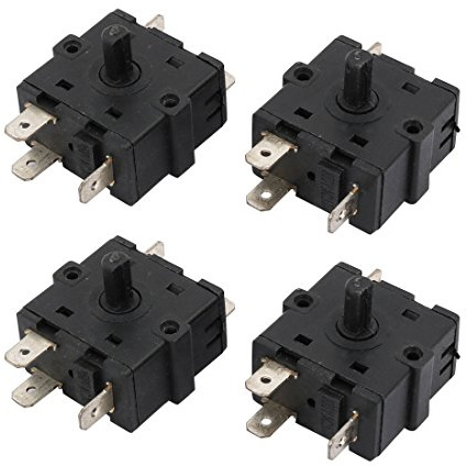 Aexit 4Pcs AC 250V 15A 5 Terminals 3 Gänge Drehschalter Heizung Selector Ersatz Schwarz (550e9acbd3a78d1da221965a84f82025)