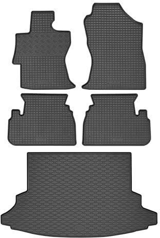 Kofferraumwanne und Gummifußmatten passgenau geeignet für Subaru XV ab 2018 Farbe Schwarz + Gurtschoner