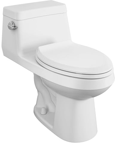 American Standard 2961A104SC.020 Colony One-Piece Toilet with Seat, Chair Height, Elongated Front, White, 1.28 GPF, 12 inch rough-in, One-Piece Toilets for Bathrooms