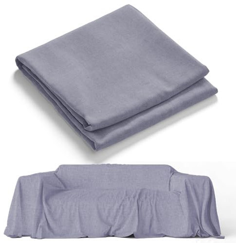 HomeLife Telo Copridivano Cotone (280X360) Made in Italy, Elegante e Versatile - Telo Copritutto Cotone Multiuso perfetto come Telo Arredo Divano o Copriletto Matrimoniale Estivo Leggero Blu
