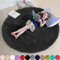 Amdrebio Tapis Rond à Poils Longs pour Chambre - Circulaire Pelucheux pour Enfant, Dortoir - Noir, Décoration