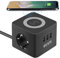 BEVA Steckdosenwürfel Cube mit Wireless Ladefunktion + 1.5M Kabel，2500W/10A Mehrfachsteckdose mit 2 USB C+1 USB-A, Ladewürfel mit Wireless Charger, Handy-Ladegerät für Reise Haushalt Büro, Schwarz