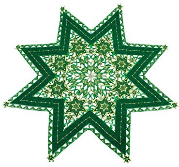 Haus und Deko Tischdecke 85 cm grün mit Gold Sterne Weihnachten Deckchen Advent Bestickt Untersetzer Mitteldecke