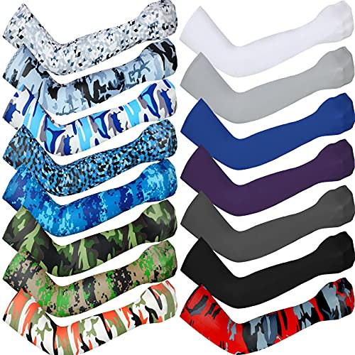 Syhood 15 Pairs Unisex Arm Sleeves UV Protection Arm Covers