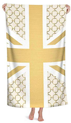 DLJIYZX Badetuch UK Union Jack Flagge mit Gold Reitmuster Weiches Badetuch Hochabsorbierende Handtücher Übergroßes Strandtuch 80X130CM