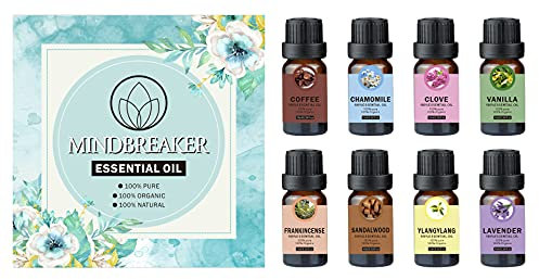 Mindbreaker Ätherische Öle Geschenkset, Bio-Aromatherapie-Diffusor Ätherische Öle, Funktioniert mit allen Öl-Diffusoren, Luftbefeuchter, Hautpflege (8 x 10 ml)