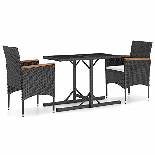 Festnight 3tlg Balkonmöbel Rattan Garten Sitzgruppe 2 Personen Balkon Set Polyrattan Rattanset Bistroset Balkonset Gartenmöbel Gartengarnitur Terrasse Balkontisch Terassenmöbel