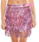 Soudittur Quasten Paillettenrock Damen Glitzer Rock Damen Steampunk Quastenrock Bauchtanz Hüftschal Karneval Fransen Rave Outfit Kostüm Rosa