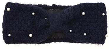 Zwillingsherz Stirnband mit Zopfmuster und Perlen - Hochwertiges Strick-Kopfband für Damen Frauen - Mit Fleece - Wolle - Ohrenschutz - Haarband - warm - weich für Winter und Frühjahr NAV