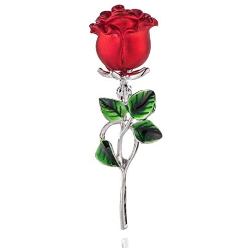 Rhinaistone Broches De Fleurs De Rose Rouge pour Les Femmes Élégants Épingles De Revers À Fleurs