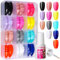 FANDAMEI Medium Length Glossy Acrylic Full Cover Coffin Press on Nails, 12 Sets of 24PCS, 12 Colors Including Coffin Nails with Nail Glue