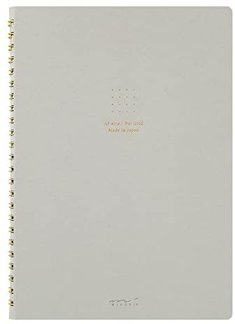 Midori 15330006 Notizbuch, Ringnotizbuch, Farbe, Punkt-Quadrat, Grau, A5