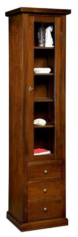 Mar.c.a. Design - Elegante Wohnzimmer-Vitrine Vitrinenschrank aus Pappelholz, dunkle Walnuss mit 1 Tür und 5 Räumen - Wohnzimmerschrank, arme Kunst Made in Italy - Maße 45 x 41 x 187 h