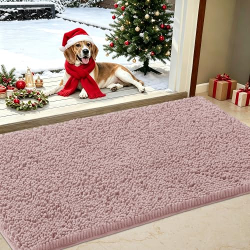 IM HOME Strapazierfähige Chenille-Fußmatte, saugfähig, 76.2x121.9 cm, schlammig, waschbar, Fußmatten für Hunde, rutschfest, schwer, für den Innenbereich, Hundepfoten, Terrasse Tinte