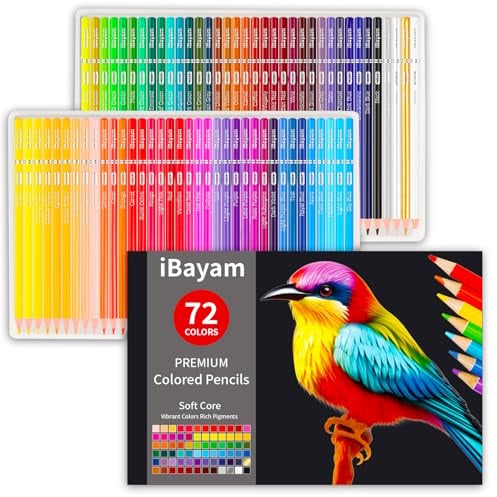 iBayam 72-Color Soft Core Colored Pencils for Kids & Adults Coloring Book