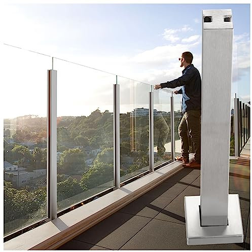 Glas Geländerpfosten Glashalter Edelstahl Metall Quadrat Geländerpfostensystem Aus Glas Paneel-Balustraden-Bausatz, Intern Äußerlich Dachboden Leitplanken-Säule Pool-Zaunpfahl, Bahnsteig Treppe Verand
