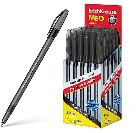 Kugelschreiber 0,26mm 50er Pack Schwarz - einfaches und weiches Schreiben - schlanke Form - Kullis & Schreibtischzubehör - Neo Original
