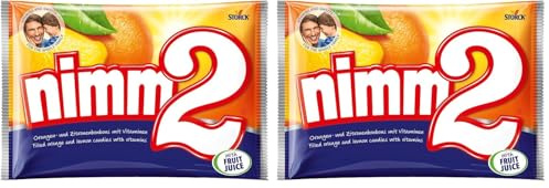 nimm2 - Caramelos duros rellenos sabor naranja y limón con vitaminas (1000g) (Paquete de 2)