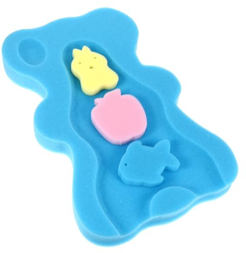 Vaguelly Babybadeschwamm Babybadekissen rutschfeste Badematte Mit Bärenform Gepolsterten Rändern Und Leichter Neigung Für Waschbecken Babybadewanne Und Badewanne 18.90X11.42X1.57In