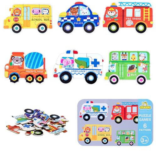 Kinderpuzzle, 6 Stück Spielzeug Puzzle Holzpuzzle Holzspielzeug für Kinder Steckpuzzle Rahmenpuzzle Frühe Kindheit Puzzle Spielzeug Lernspielzeug für Kinder ab 3 Jahren, mit 29 Teilen