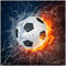 Wallario Glasbild Fußball - Feuer und Wasser - 30 x 30 cm Wandbilder Glas in Premium-Qualität: Brillante Farben, freischwebende Optik