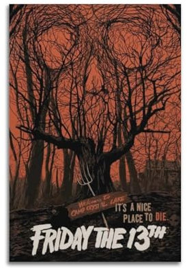 Poster Friday The 13th, Raumdekoration, ästhetisches Poster, künstlerisches Poster für Schlafzimmer, Wohnzimmer, Wände, 50 x 75 cm, ungerahmter Stil