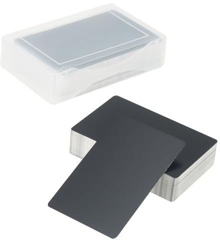 CHUIFAI 100 Stück Visitenkarten Blanko, 86x54x0.21mm Aluminium Visitenkarten Rohlinge, Metall Visitenkarten Schwarz Alu Karten für die Laserbeschriftung von Visitenkarten