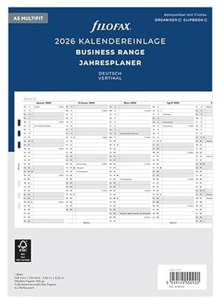 Filofax A5 Multi Jahrespl.vertikal (deutsch)2026