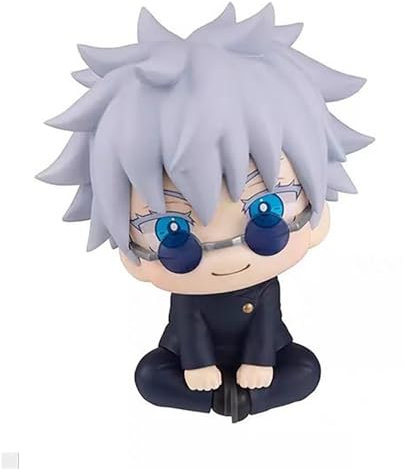 XESAGSNV Ornamenti decorativi da scrivania, ornamenti anime Jujutsu Kaisen, statuette di Geto Suguru, guardando in alto, seduto sul palmo, modelli di ornamenti anime, decorazioni per torte (Gojo