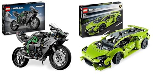 LEGO Technic Motocicletta Kawasaki Ninja H2R, Giochi per Bambini e Bambine da 10 Anni & Technic Lamborghini Huracán Tecnica, Modellino di Auto da Costruire