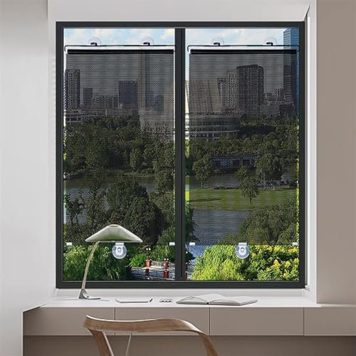 Verdunkelung Jalousie Sonnenschutz Saugnapf Rollo Gardine Tragbar Rollos für Fenster Wärmedämmung Fensterabdeckung für Auto Büro Küche(W58X125CM)