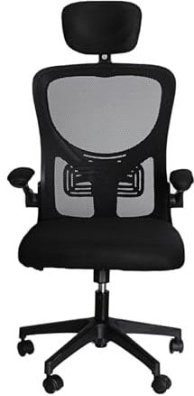 DUPI Silla de Escritorio Ergonomic | Respaldo de Malla Transpirable | Soporte Lumbar y Reposacabezas Ajustable | Giratoria 360º, Negro, Tamaño Normal, Metal