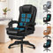 ELFORDSON Executive Office Chair with 8-point Massage Seat Heated, PC Desk Gaming Chair with Armrests Footrest High Back 150° Recliner Tilt Padded Swivel PU Leather, Black