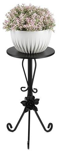 HowHomely Rund Pflanzenständer Metall 55 cm Hoch | Handgefertigter Blumenhocker Metall mit Dekorativen Elementen | Blumenständer für den Wohnzimmer und Schlafzimmer