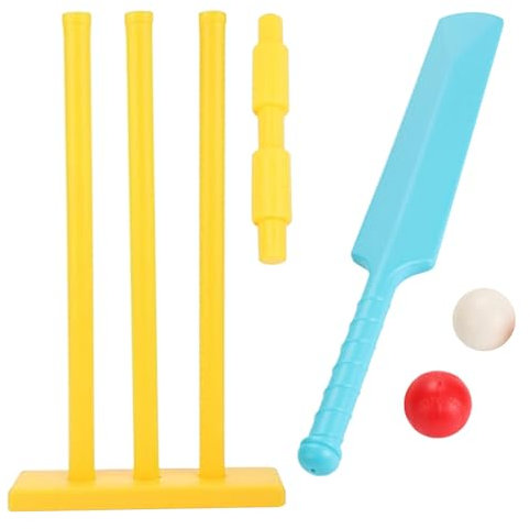 Cricket Set Kids PP BPA-freies Cricket-Fledermaus-Set-Eltern-Kinder-Cricket-Spiel mit Stümpfen und 2 Bällen Cricket-Kit für Garten, Strand, Heimspiel zufälliger Farbe, Cricket-Stümpfe, Cricketschläge
