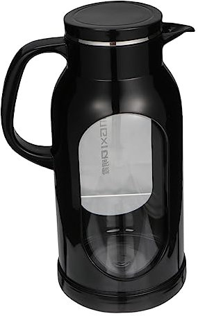 FUNOMOCYA 1 Pc Botella De Agua Fría Garrafas De Te Bebida De Leche Bebida Con Tapa Tetera Aislada Jarra De Agua Con Escala Café Tetera Calentador De Agua Bebiendo Black Acero Inoxidable