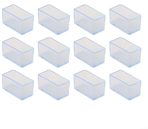 Cloudpower 12 pezzi gommini per sedie rettangolari 25x50mm gommini sedie silicone trasparenti copri piedini sedie protezione per gambe da tavolo per prevenire graffi sul pavimento in legno