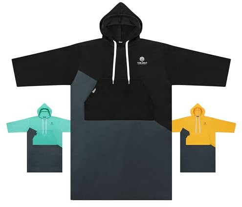 The Ona Company - Badeponcho Erwachsene. Vielseitiger Handtuch Poncho für Damen und Herren, ideal für den Strand oder das freibad. Bequemes handtuchkleid für schnelles trocknen (Schwarz)