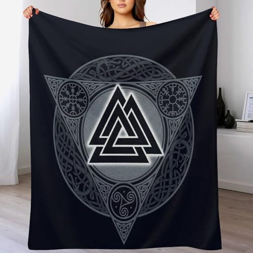 AAPZY Premium Tagesdecke | Bettüberwurf Wohndecke Weiche Flannel Wikinger Myth Decke Sofadecke Mit 3D Muster Vier Jahreszeiten Wohndecke Für Bett/Couch (100×130cm)