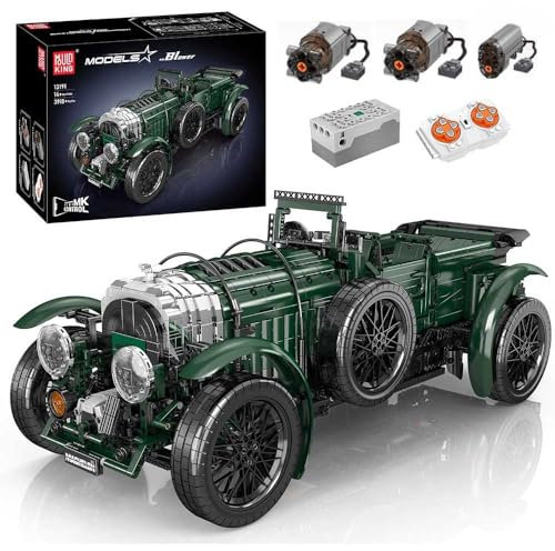 MocSpaß Technik Britischer Oldtimer, 3900+ Teile Technik Auto mit 3 M0T0R, Technik Oldtimer Auto Bausatz MOC Auto KIemmbausteine Kompatibel mit Iego Technik