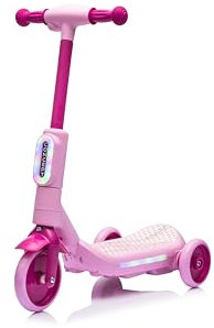 Monopattino Elettrico per Bambini Deluxe 3 Ruote + Casco e Kit Protezioni (Rosa)